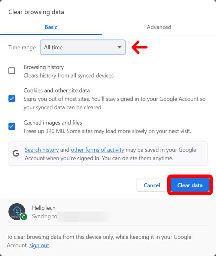 دلیت کردن کش کروم