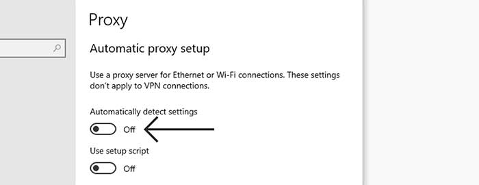 بررسی تنظیمات پروکسی و vpn